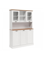  Balcão três portas com oratória na cor branco lavado com honey / coleção Alma